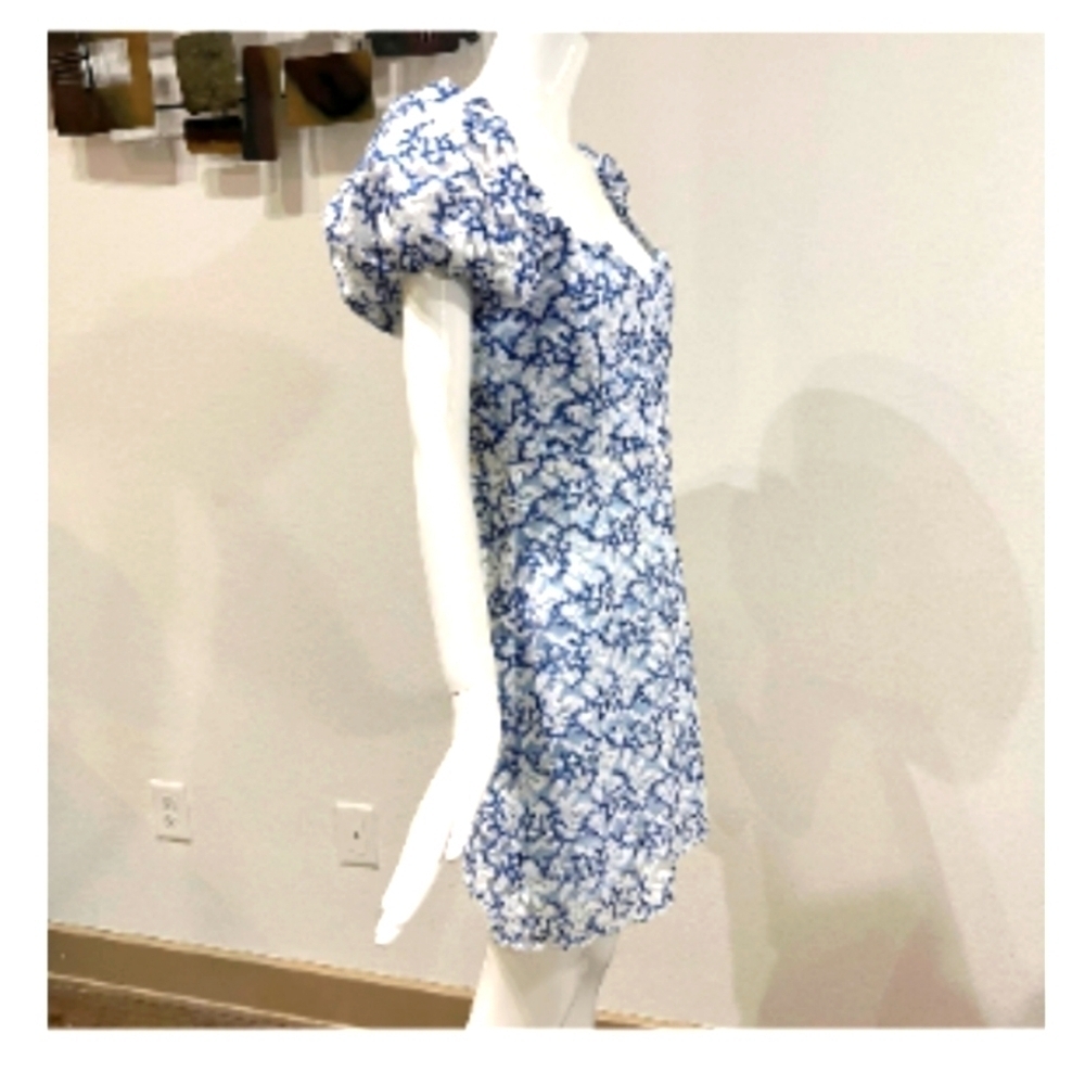 NWT Adelyn Rae “The Monroe” Lace MiniDress Floral Print Puff Sleeves Medium - Picture 4 of 14